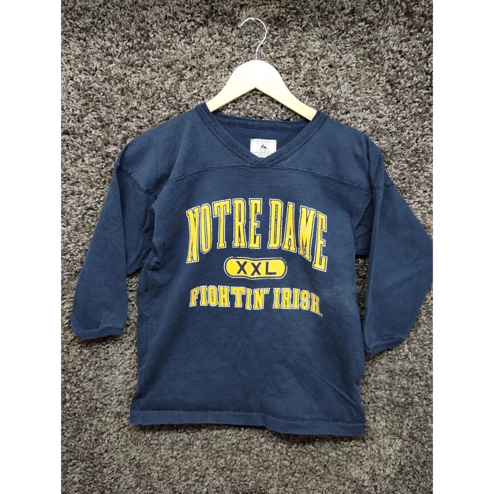 Vintage Notre Dame Fightin Irish Navy Blue Sweater Shirt Galt Sand Youth‎ Large